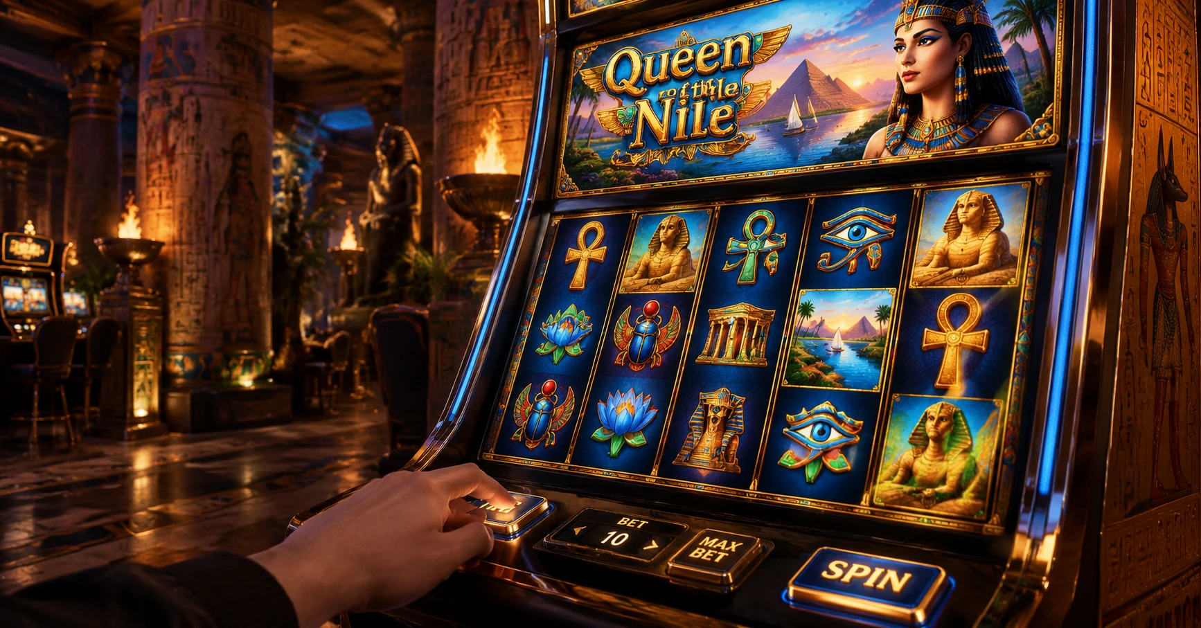 Queen of the Nile Slots: Trò chơi slot hấp dẫn đậm chất Ai Cập cổ đại